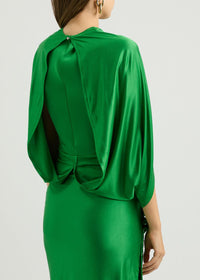 Top cape avec plis au col - Vert Emeraude