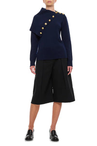 Pull boutonné en laine - Navy