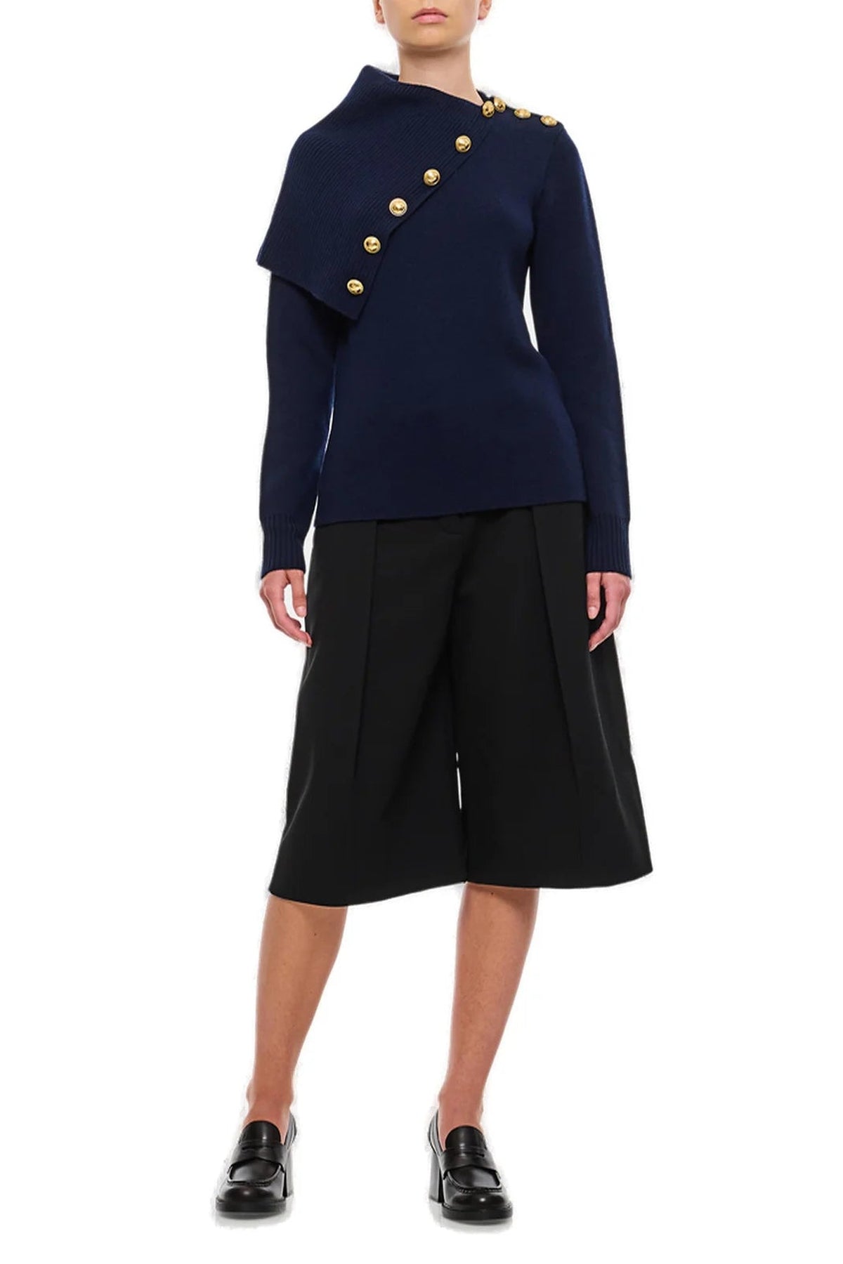 Pull boutonné en laine - Navy