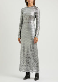 LONG LACE-LIKE KNIT DRESS