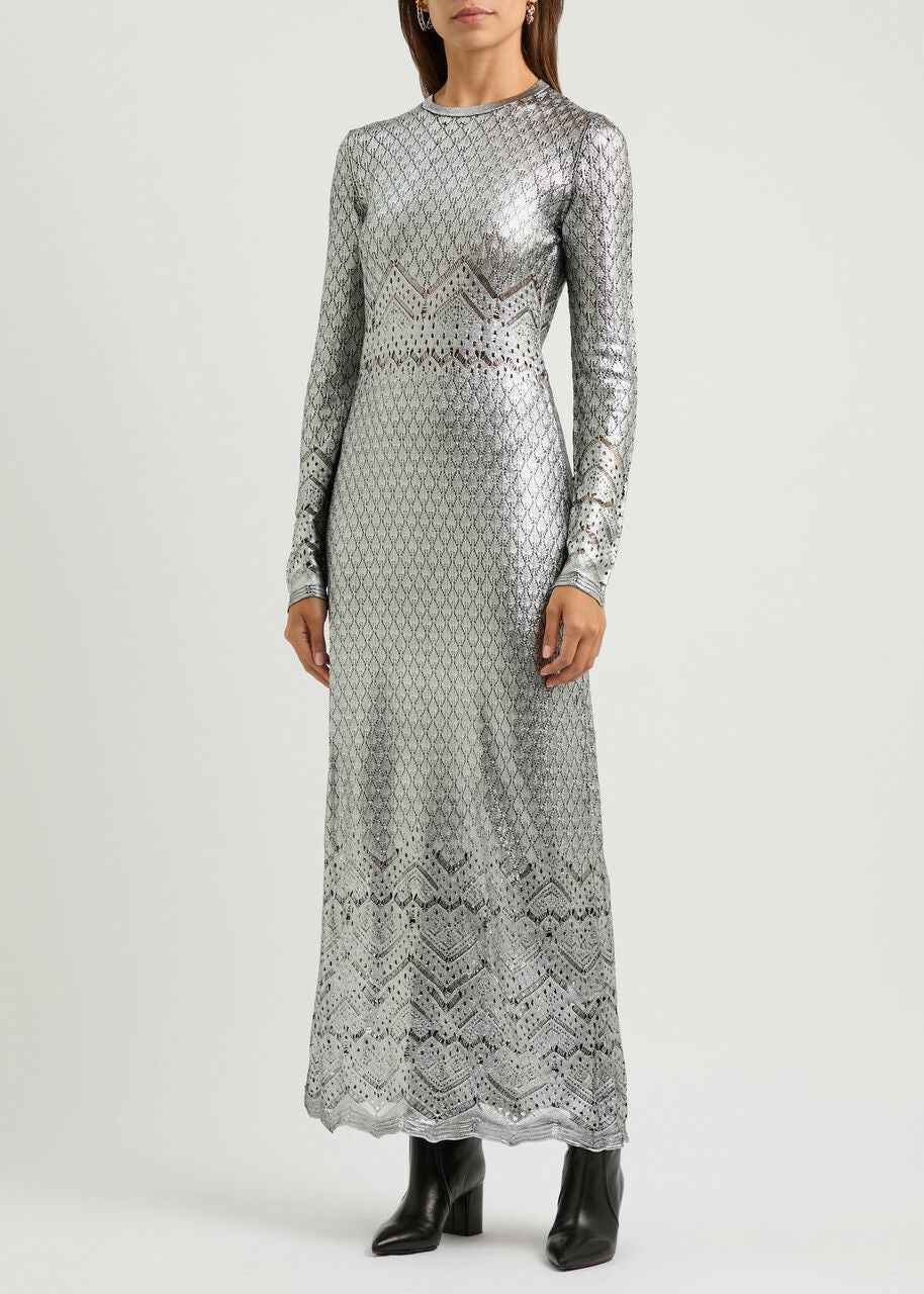 LONG LACE-LIKE KNIT DRESS