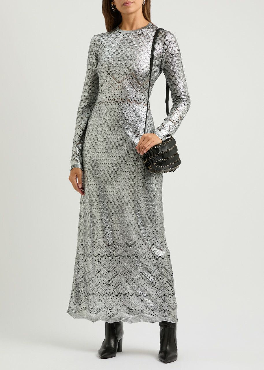 LONG LACE-LIKE KNIT DRESS