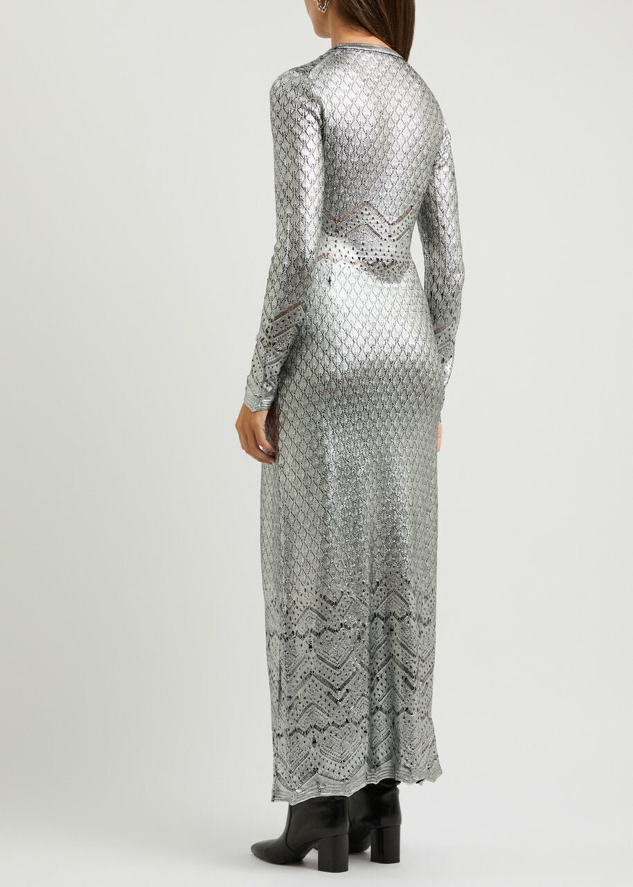 LONG LACE-LIKE KNIT DRESS