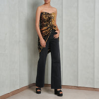 Bustier drapé à sequins - Black & Gold