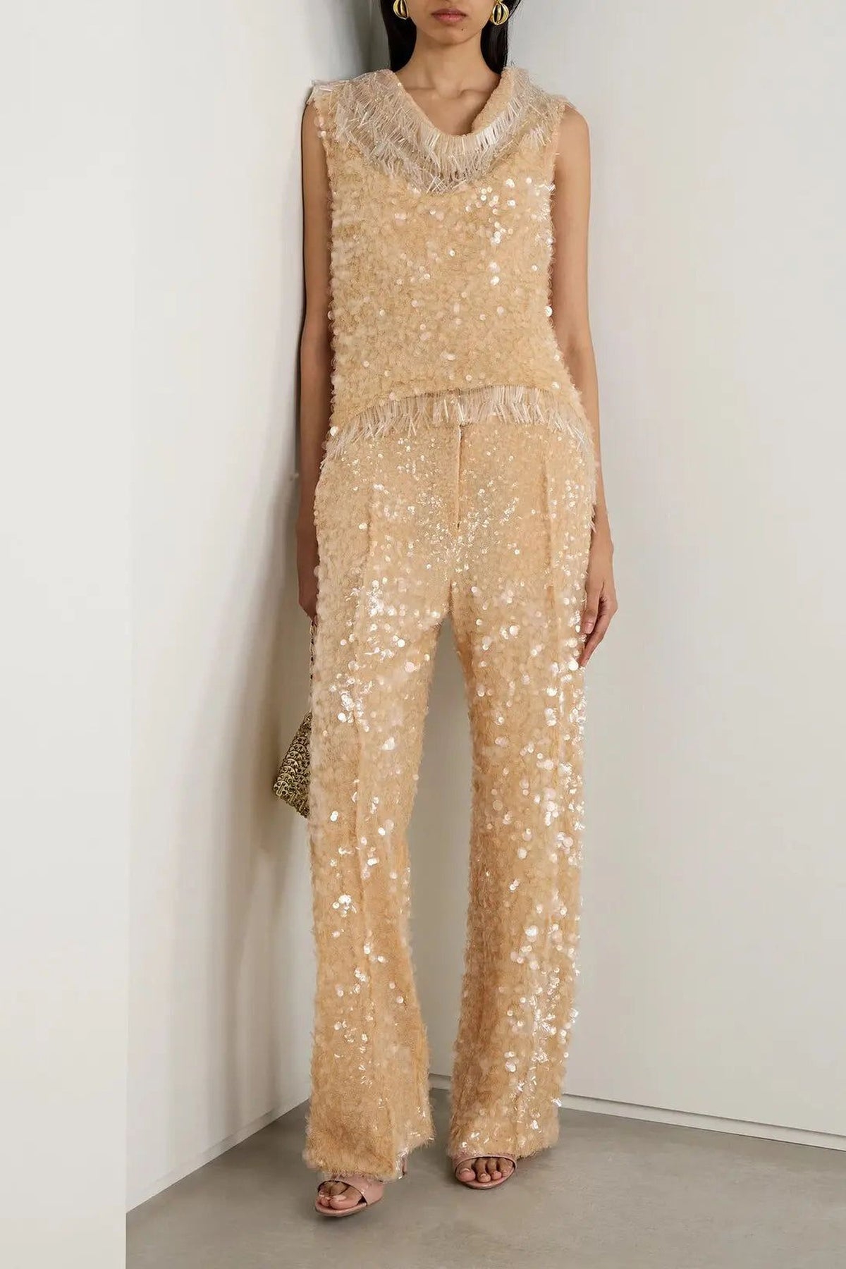 Blouse ornée de sequins à franges - Transparent