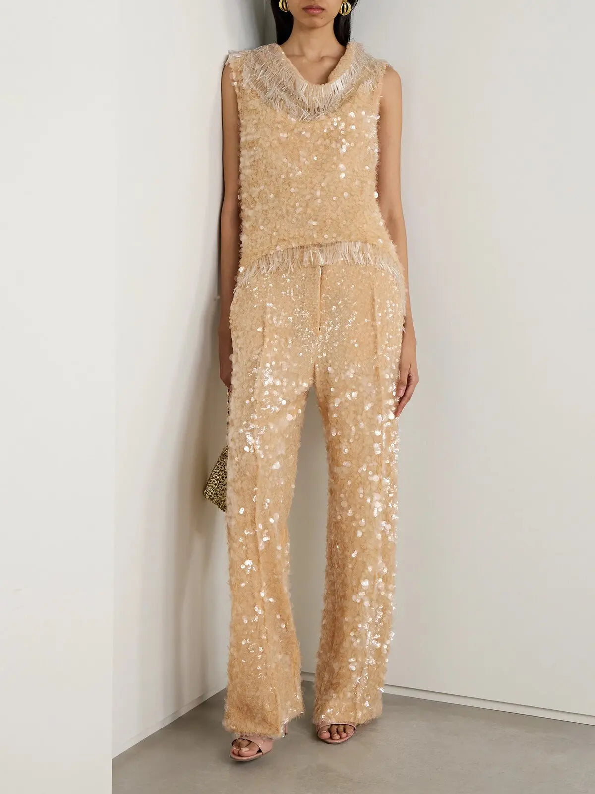 Blouse ornée de sequins à franges - Transparent