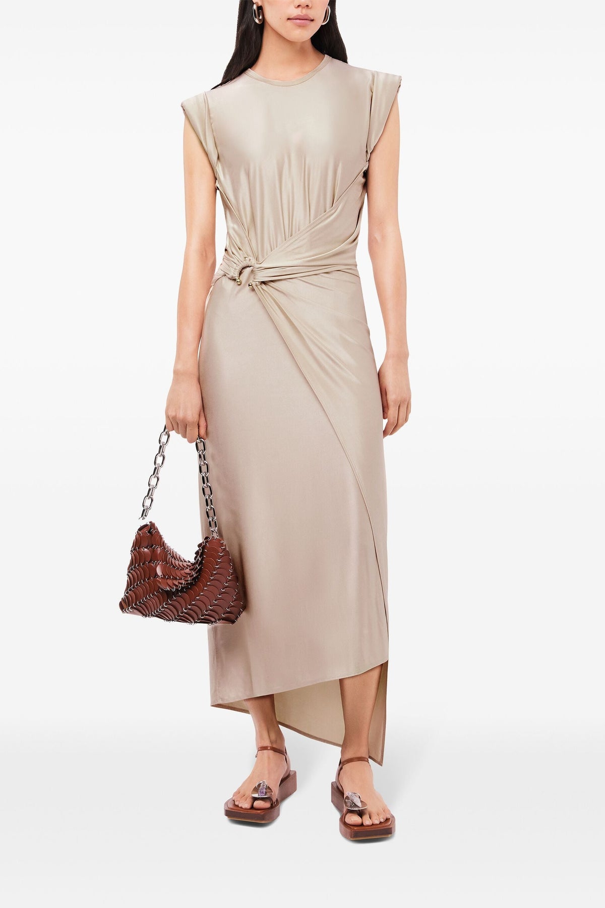 Robe drapée avec piercing signature - Nude
