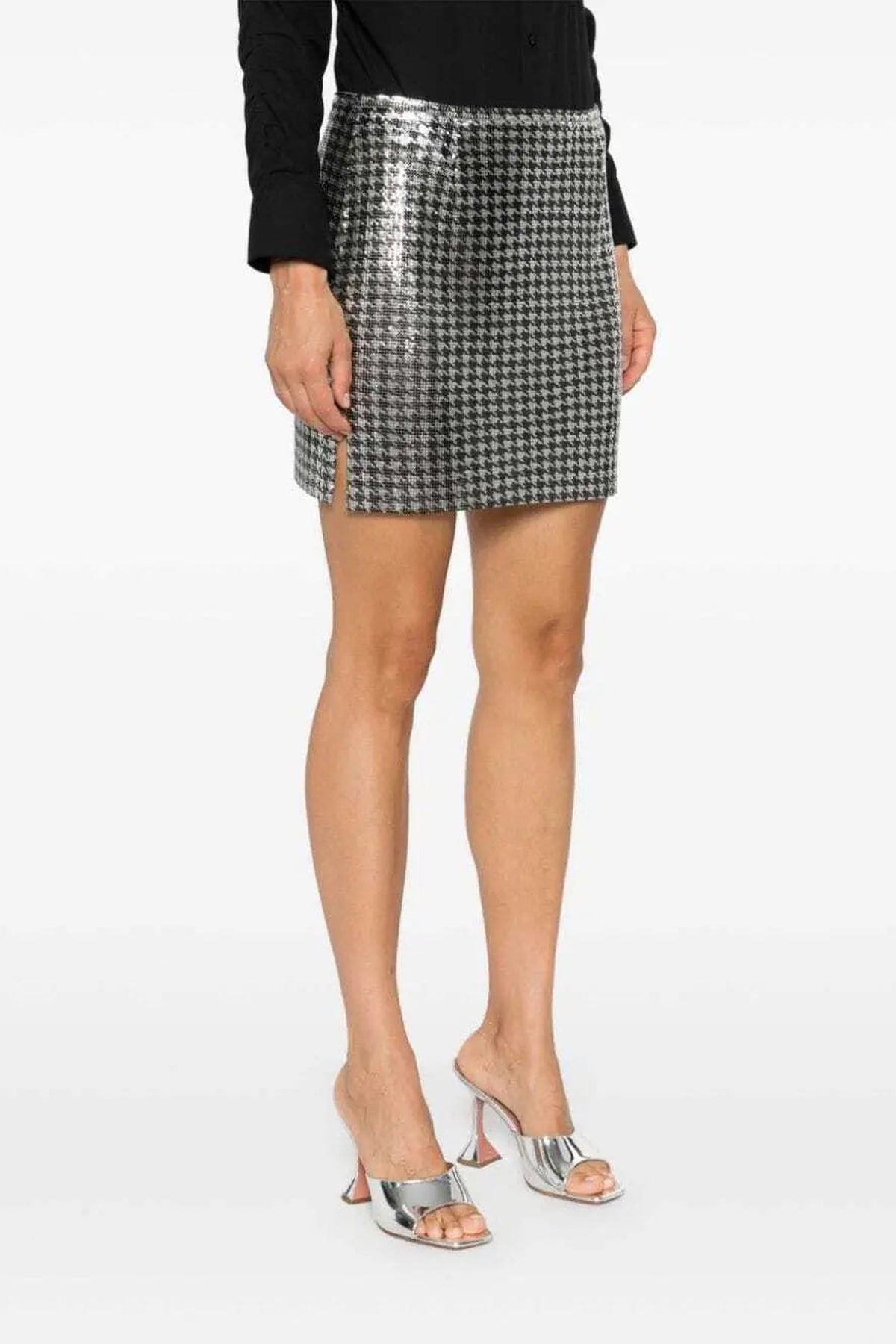MIXTE   Jupe courte pied-de-poule en mesh - Pied De Poule Silver Bla