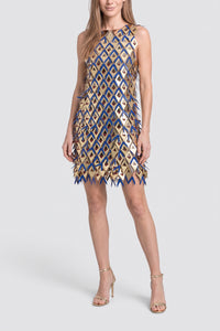 Two-tone diamond-patterned mini dress - Burgundy & Cream