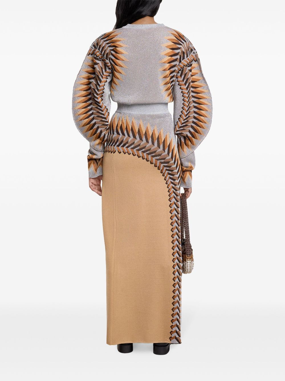 LONG-SLEEVE LUREX JACQUARD SWEATER