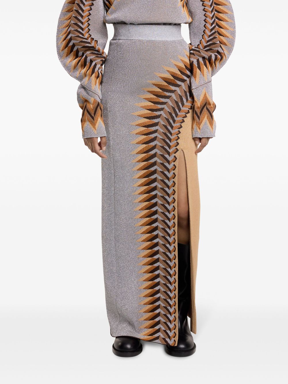 LONG LUREX JACQUARD SKIRT