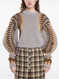 LONG-SLEEVE LUREX JACQUARD SWEATER