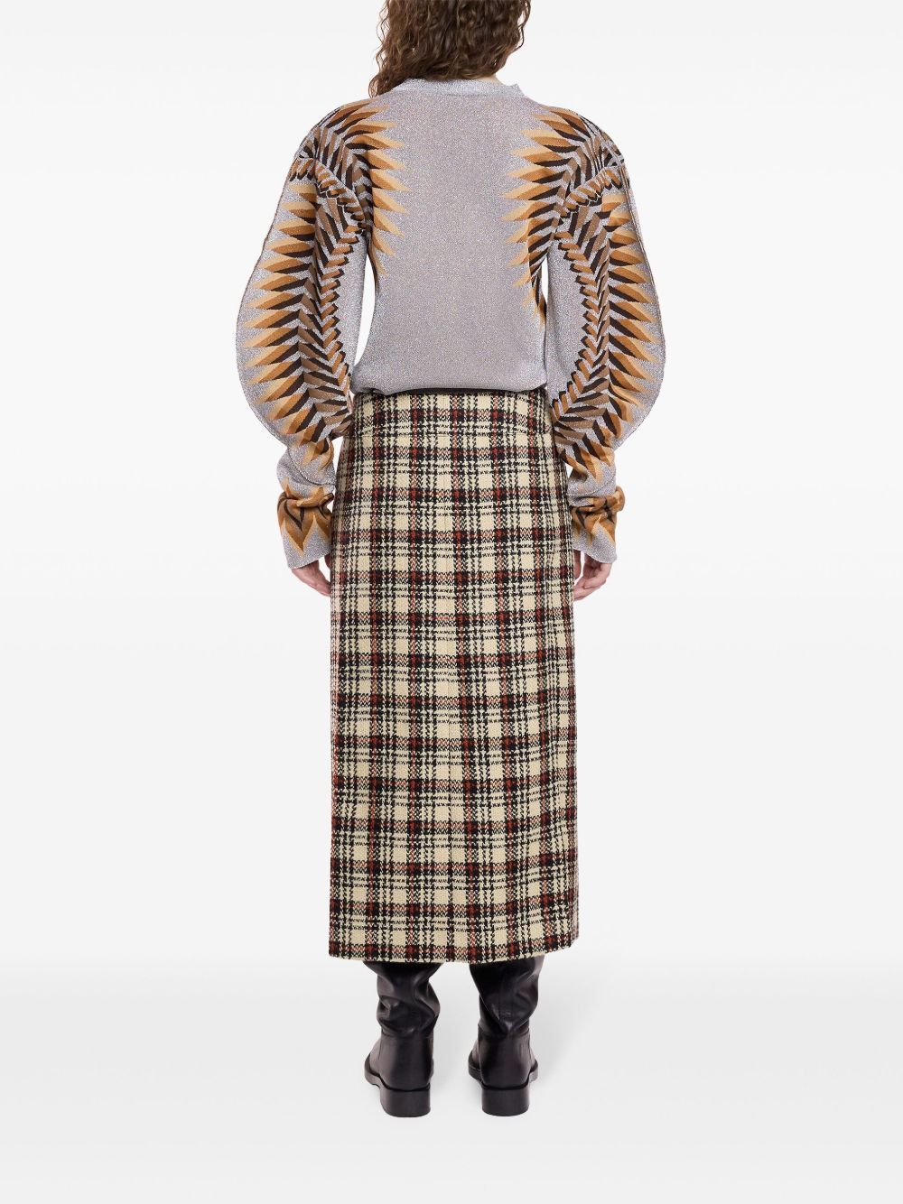 LONG-SLEEVE LUREX JACQUARD SWEATER