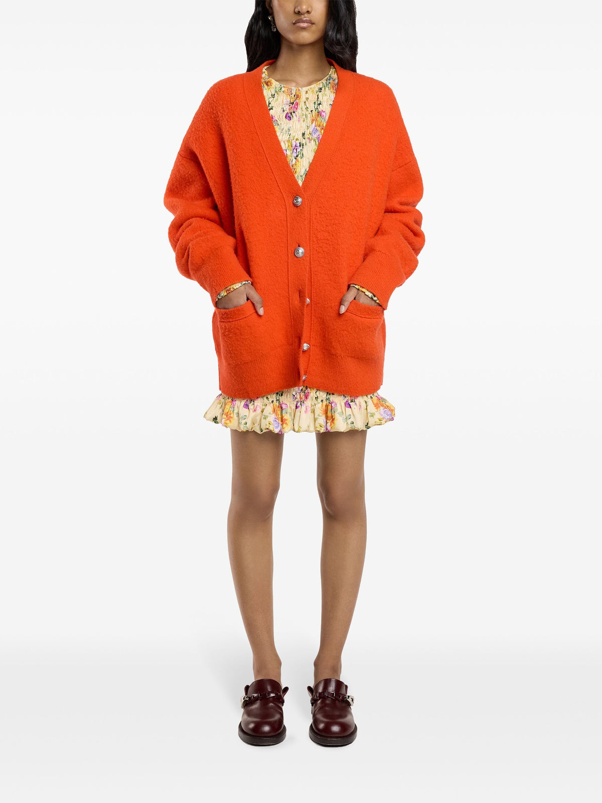 ORANGE OVERSIZED WOOL CARDIGAN