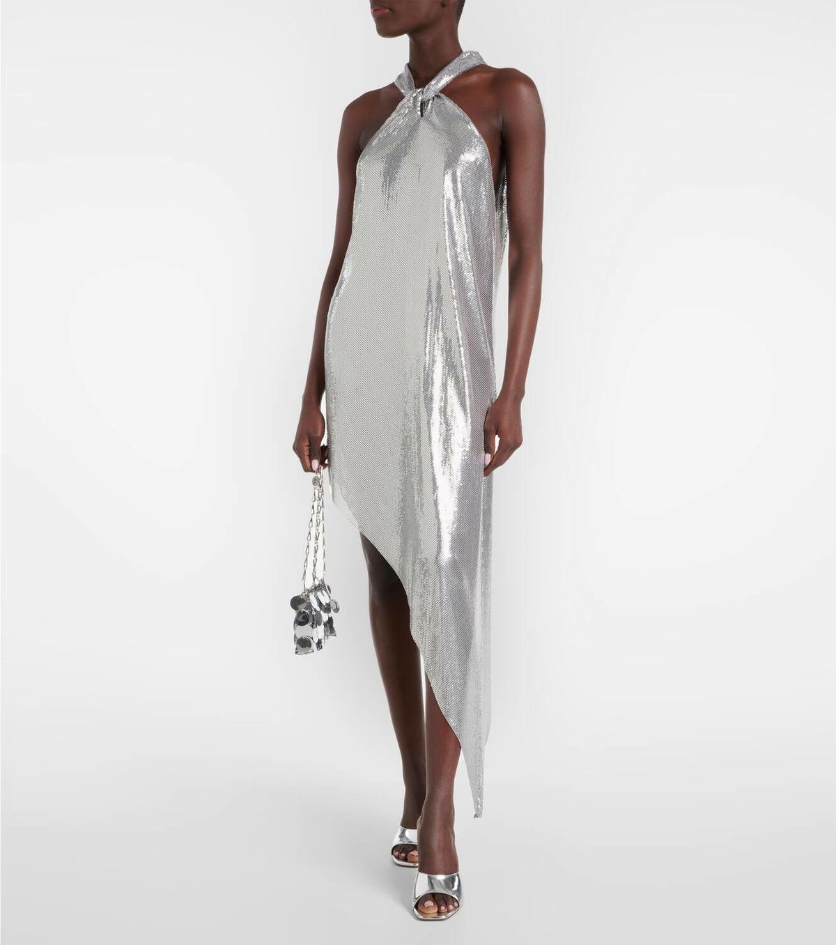 Robe asymétrique scintillante - Silver