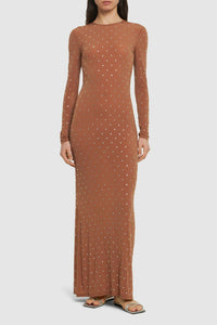 Robe longue à strass - New Caramel