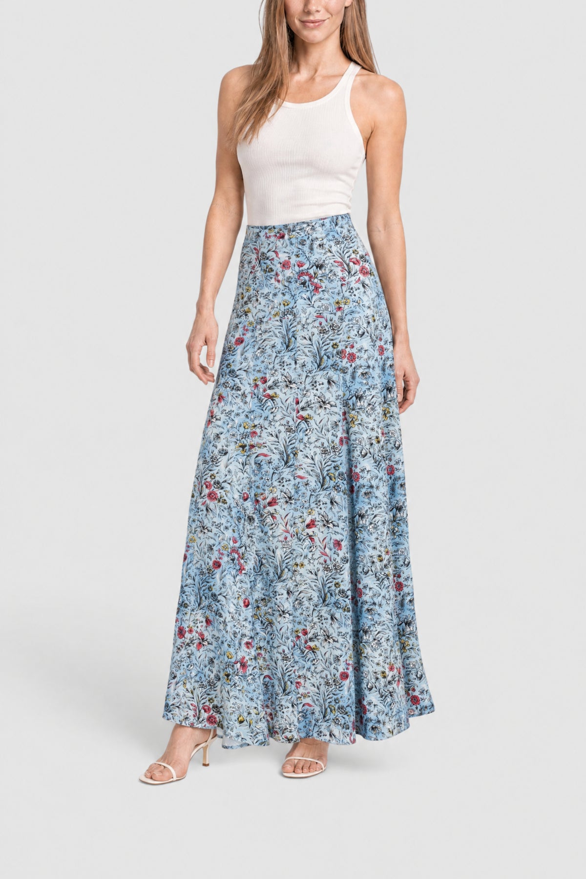 Jupe longue à fleurs - Kurt Flower & Blue & Pin