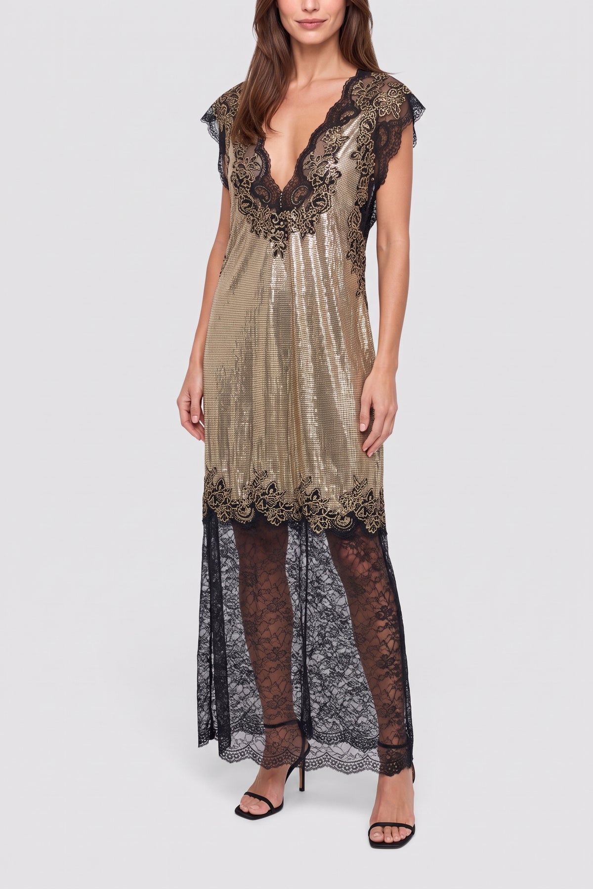 Robe longue en mesh - Light Yellow Gold