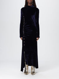 Draped midi dress in velvet