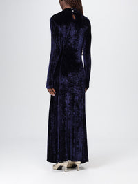 Draped midi dress in velvet