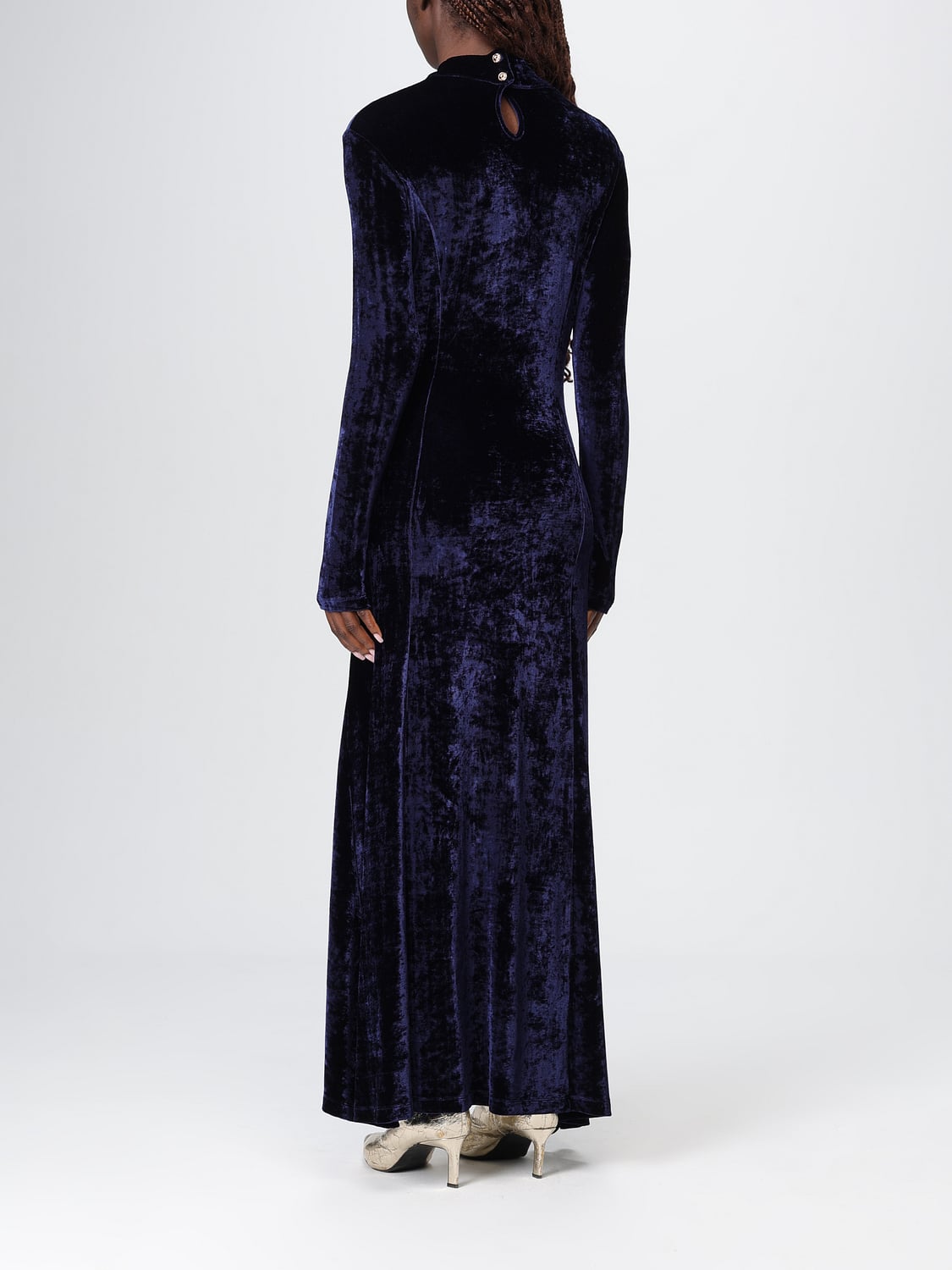 Draped midi dress in velvet