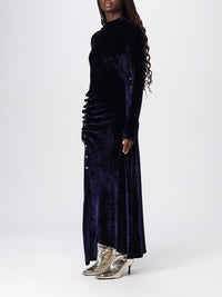 Draped midi dress in velvet