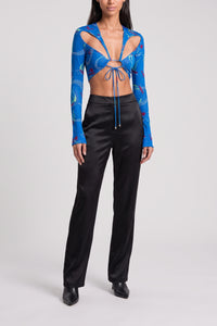 Crop top à manche longue - Hawai Graphic Blue & Bur
