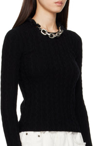 XL cable-knit wool jumper - Black