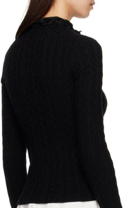 XL cable-knit wool jumper - Black