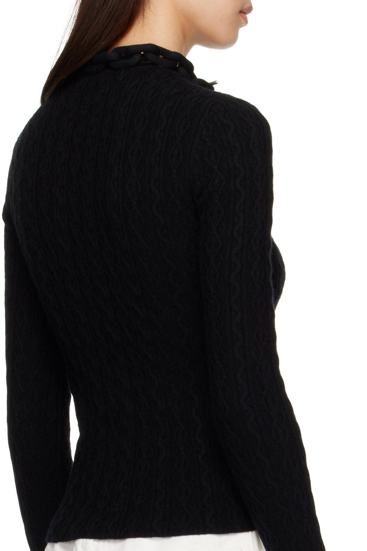 XL cable-knit wool jumper - Black