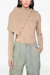 Pull boutonné en laine - Beige