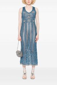 Robe sans manches en crochet - Turquoise