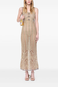 Robe longue en crochet - Light Gold