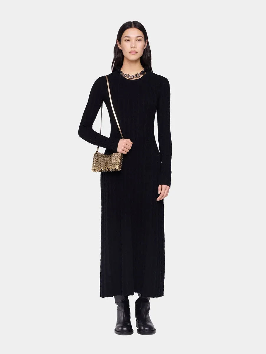 Black long dress in wool