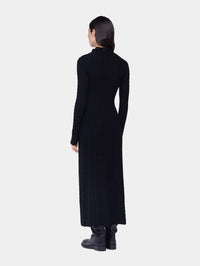 Black long dress in wool