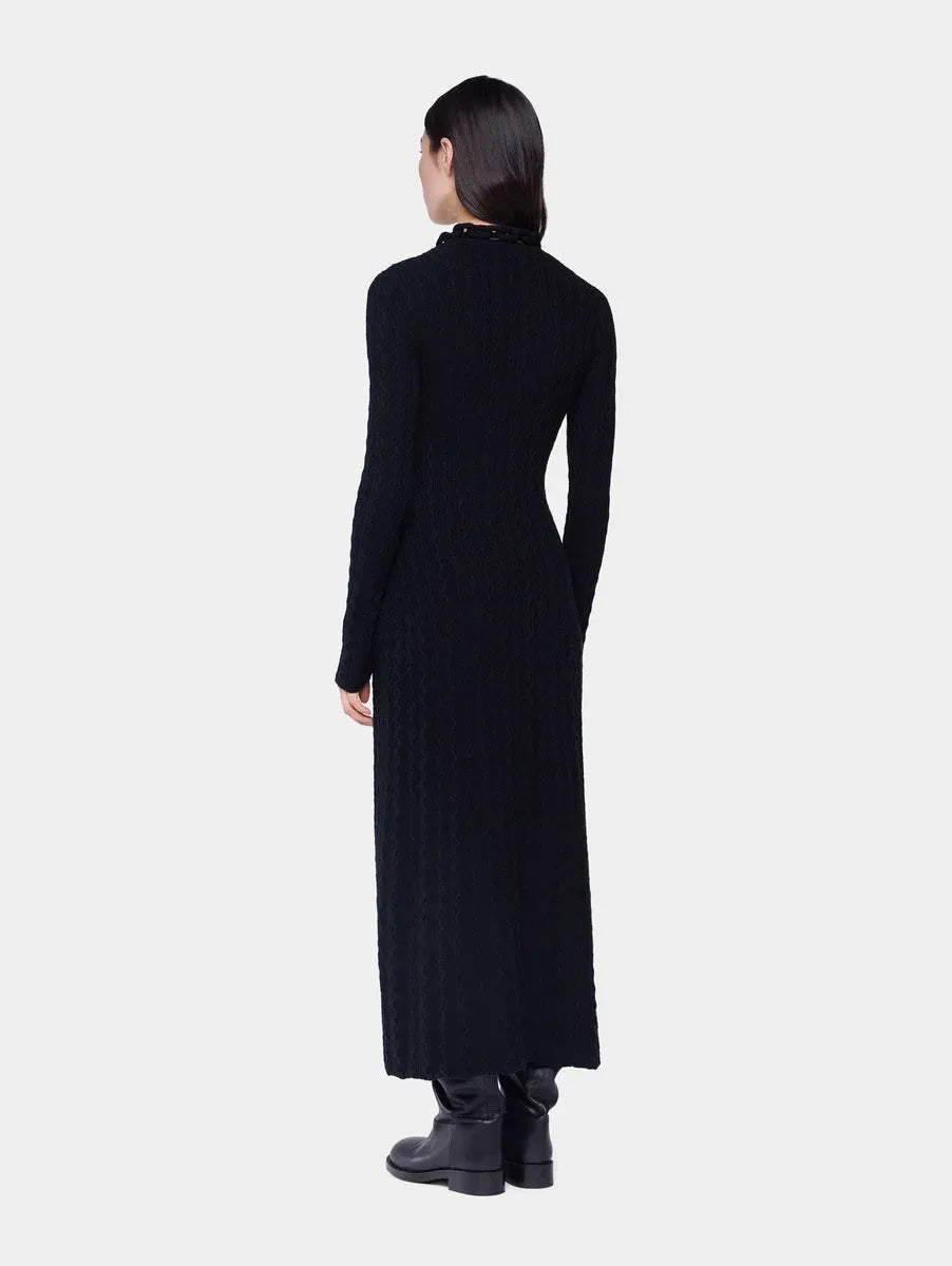 Black long dress in wool