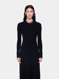Black long dress in wool