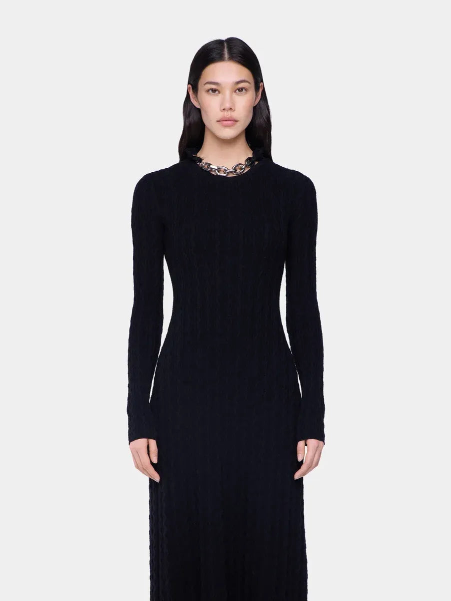 Black long dress in wool