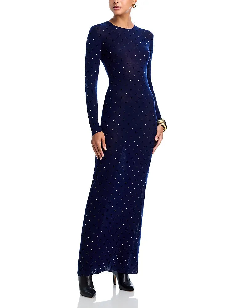 Long second-skin dress in wool