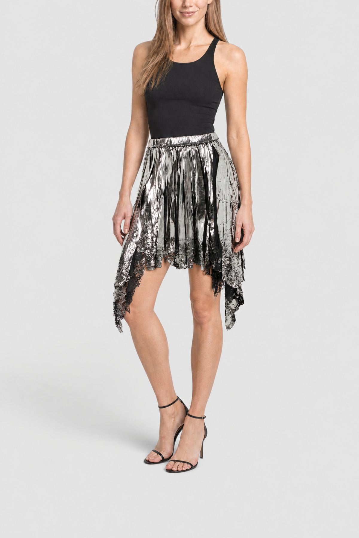 Mini-jupe satin et dentelle - Black