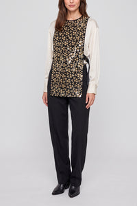 Plastron brodé en laine - Black