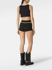 BLACK MINI SHORTS IN COTTON AND SILK KNIT