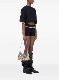 BLACK CROP JUMPER IN COTTON AND SILK KNIT