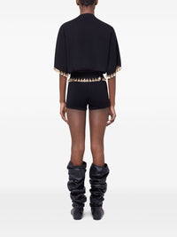 BLACK CROP JUMPER IN COTTON AND SILK KNIT