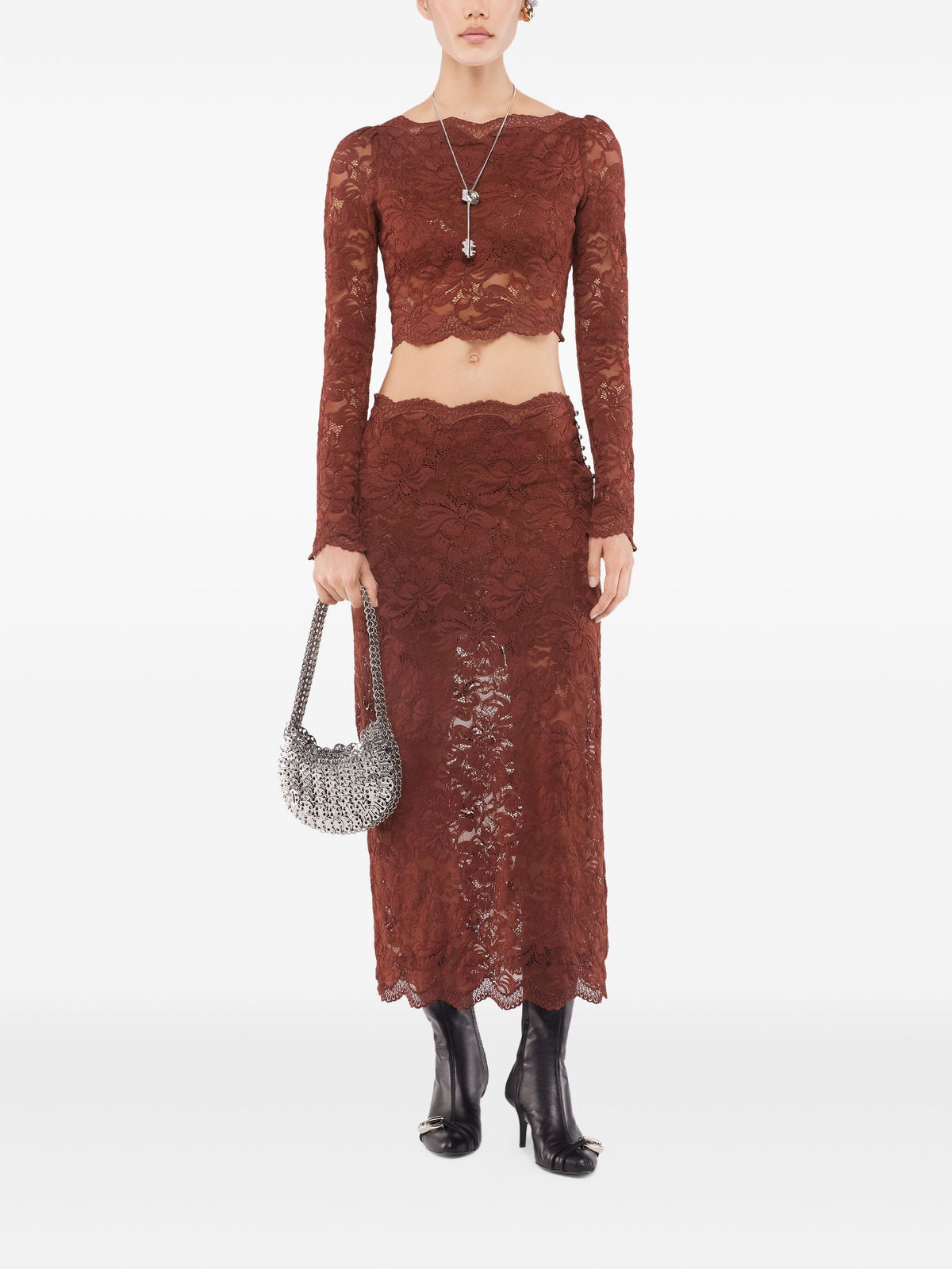 Midi skirt in lace