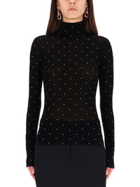 Second-skin turtleneck top in wool