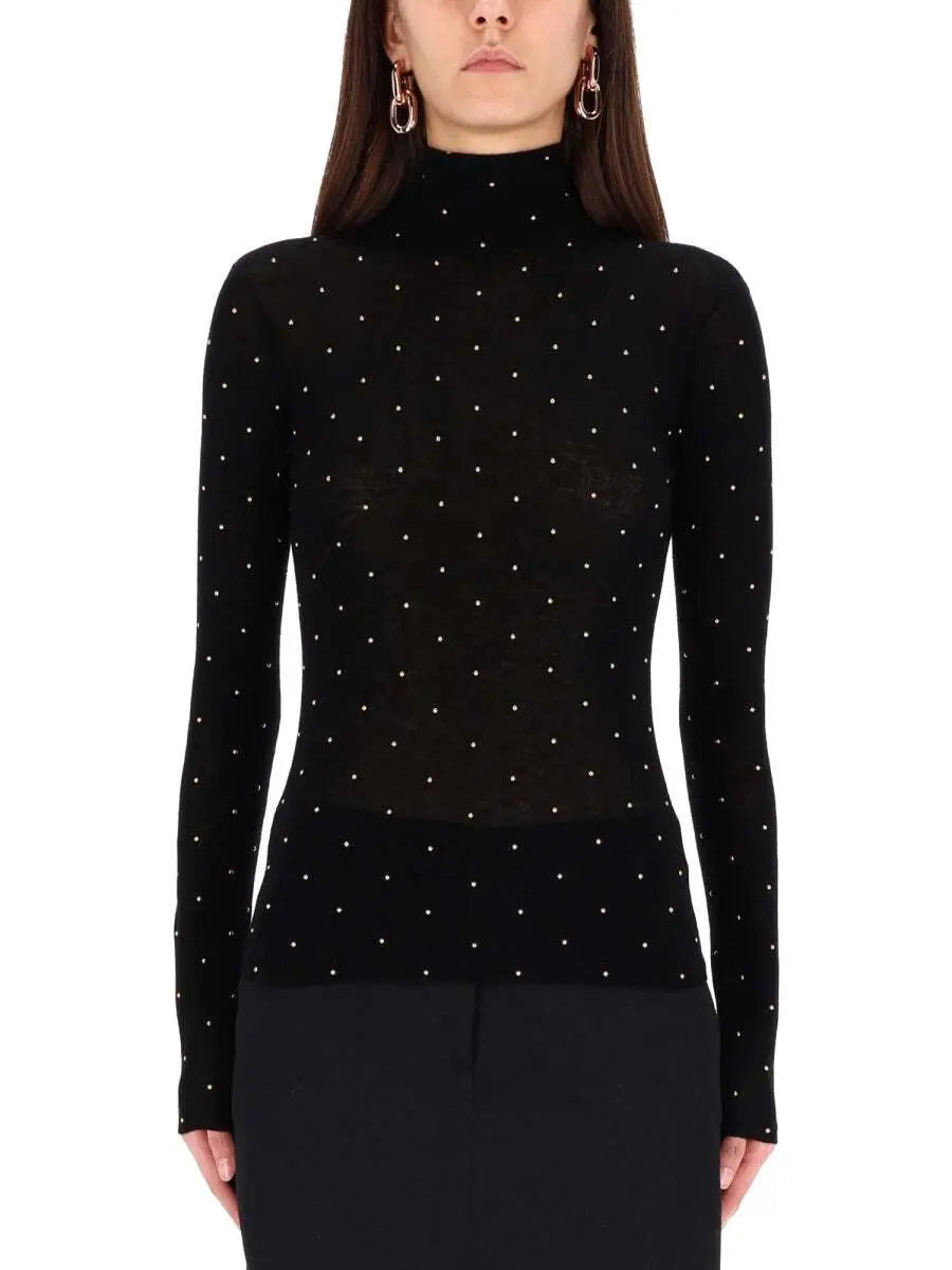 Second-skin turtleneck top in wool