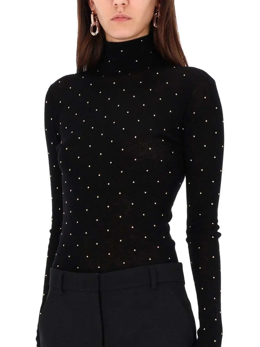 Second-skin turtleneck top in wool
