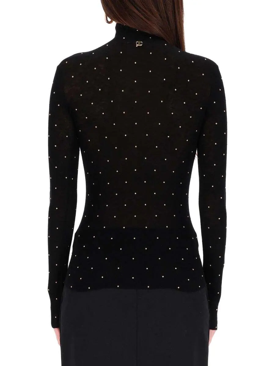 Second-skin turtleneck top in wool