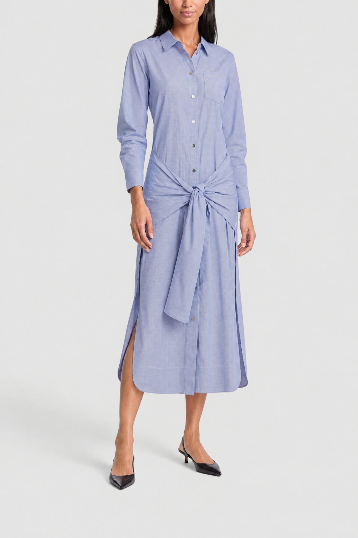 Robe à carreaux manches nouées - Mini Check & Blue & Whit